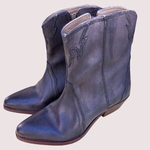 Free People Charcoal Leather Ankle Booties